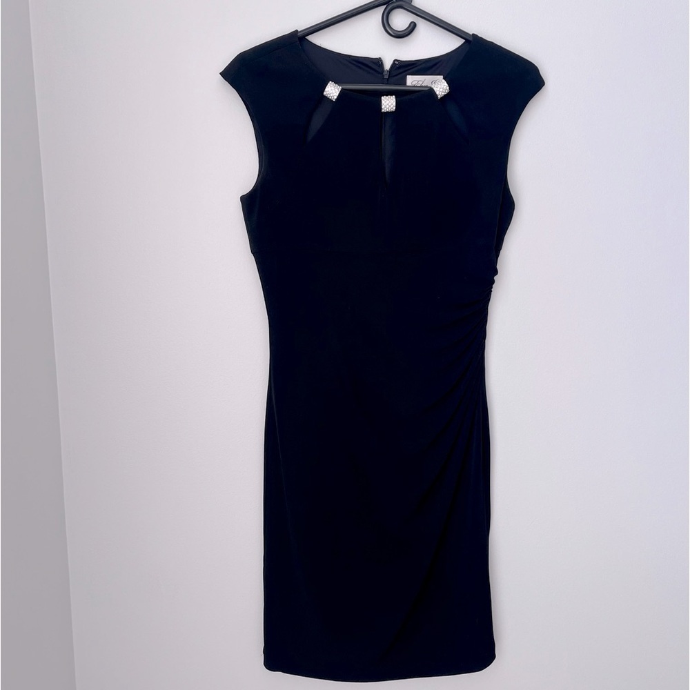 Eliza J Black Sleeveless Midi Dress with Decorative Bow
